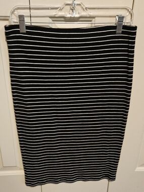 Express Black and White Striped Pencil Skirt
